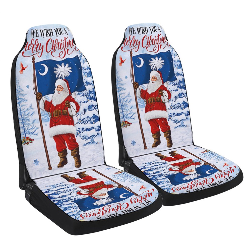 South Carolina Christmas We Wish You A Merry Christmas Santa Claus Seat Cover Cars, Christmas Car Seat Cover, Car Seat Cover