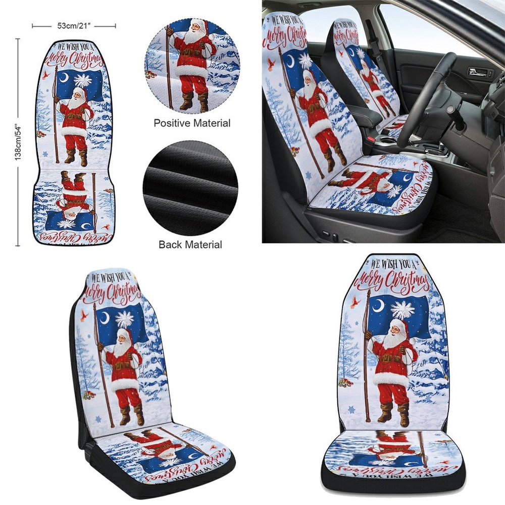 South Carolina Christmas We Wish You A Merry Christmas Santa Claus Seat Cover Cars, Christmas Car Seat Cover, Car Seat Cover
