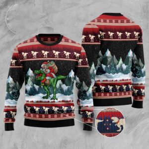 T-Rex Santa Claus Ugly Christmas Sweater, Christmas&hellip;