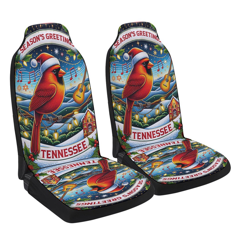Tennessee Christmas Cardinal Season Greetings Merry Christmas Seat Cover Cars, Christmas Car Seat Cover, Car Seat Cover