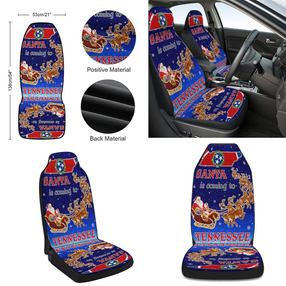 Tennessee Christmas Santa Is Coming To Tennessee Seat Cover Cars, Christmas Car Seat Cover, Car Seat Cover