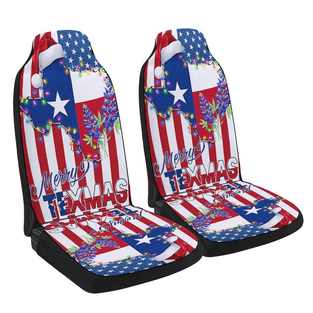 Texas Christmas State Merry Texmas Bluebonnet American flag Seat Cover Cars, Christmas Car Seat Cover, Car Seat Cover