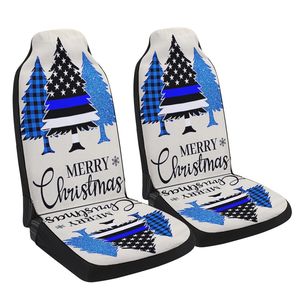 Thin Blue Line Merry Christmas Police Law Enforcement Seat Cover Cars, Christmas Car Seat Cover, Car Seat Cover
