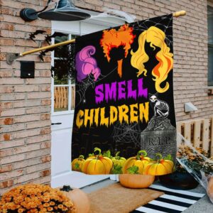 Three Witches Halloween I Smell Children Flag&hellip;