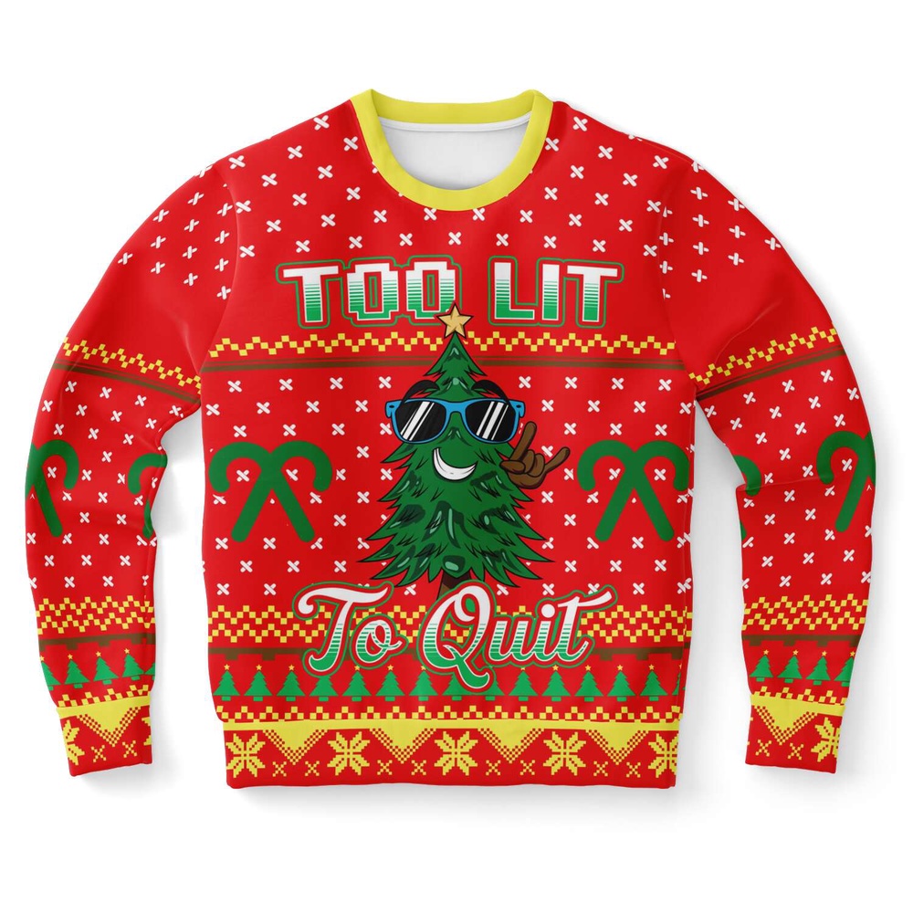 Too Lit To Quit Ugly Christmas Sweater, Christmas Sweater, Ugly Sweater, Funny Xmas Sweaters Too Lit To Quit Ugly Christmas Sweater, Christmas Sweater, Ugly Sweater, Funny Xmas Sweaters