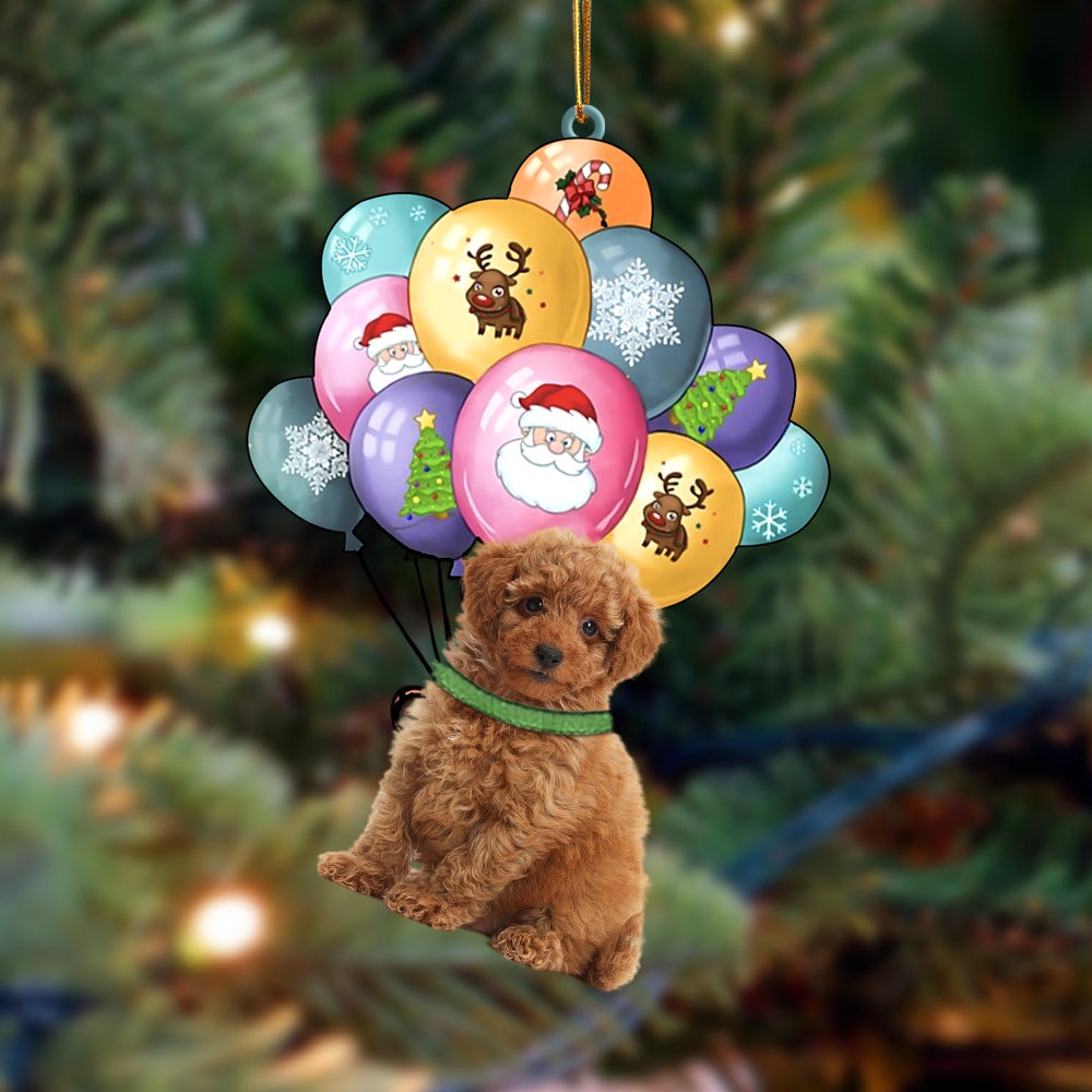 Toy Poodle With Balloons Christmas Ornament, Christmas Ornament, Dog Ornament, Xmas Dog Ornaments