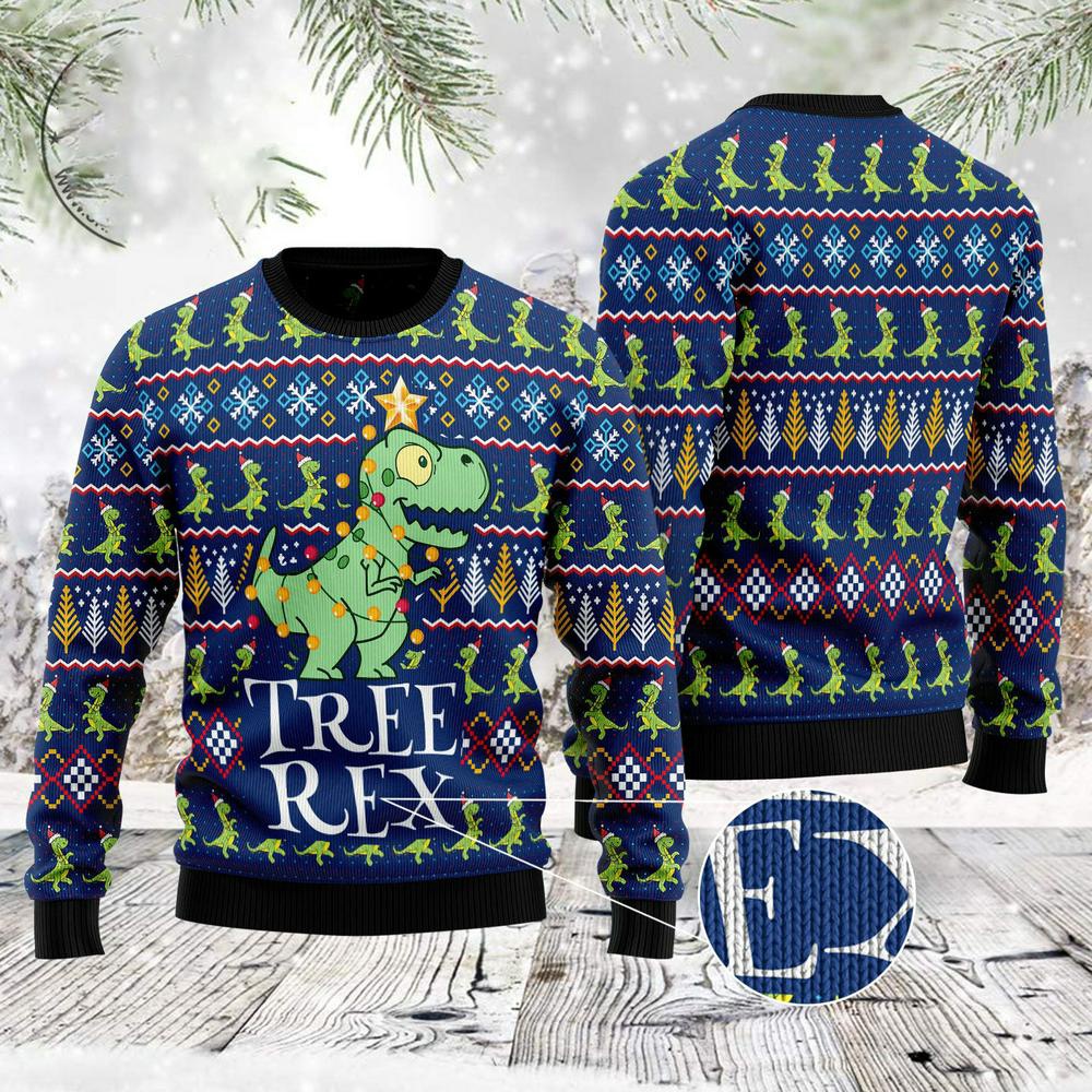 Tree Rex Ugly Christmas Sweater, Xmas Tree Sweater, Christmas Sweater