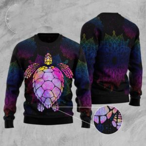 Turtle Purple Mandala Ugly Christmas Sweater, Christmas&hellip;