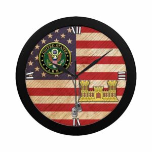 U.S. Army Corps of Engineers Black Wall Clock, Military Clocks, 24 Hour Clocks