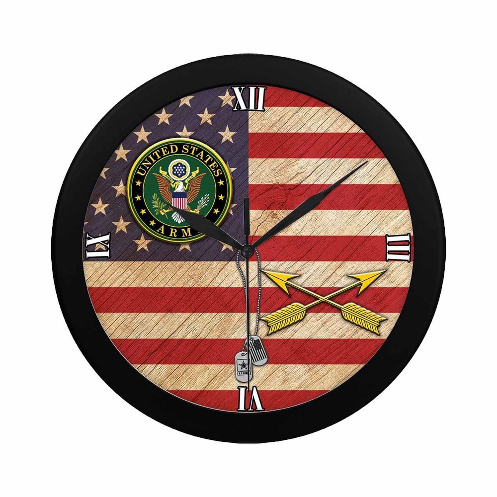 U.S. Army Special Forces (USASFC) Black Wall Clock, Military Clocks, 24 Hour Clocks