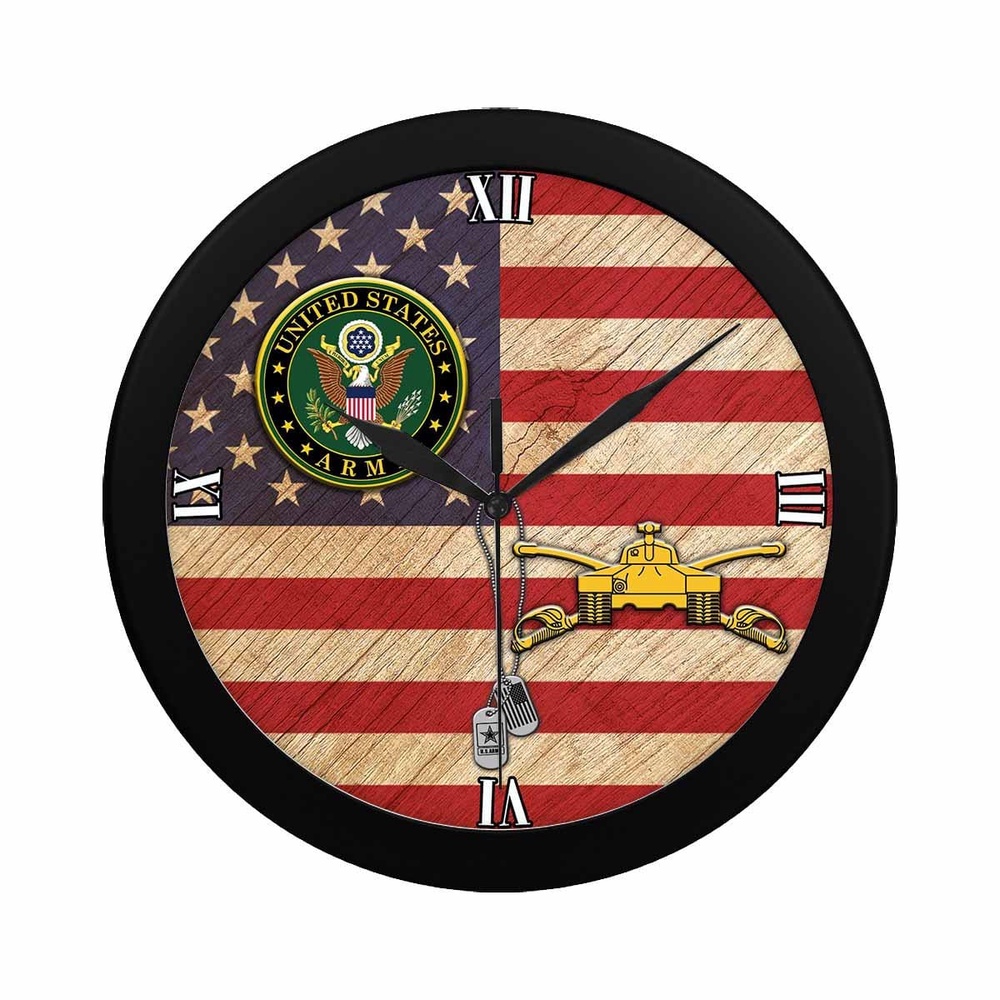 U.S Army Armor Black Wall Clock, Military Clocks, 24 Hour Clocks U.S Army Armor Black Wall Clock, Military Clocks, 24 Hour Clocks
