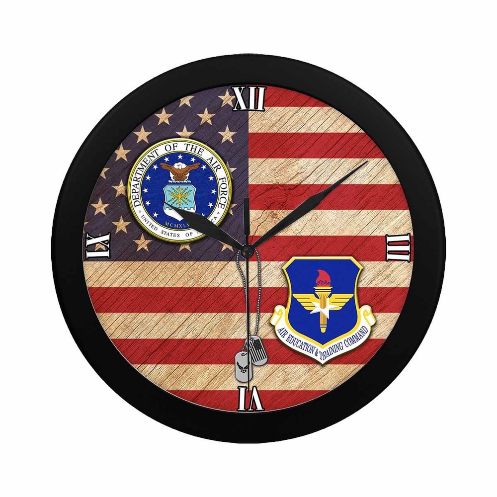 US Air Force Air Education and Training Command Wall Clock, Military Clocks, 24 Hour Clocks