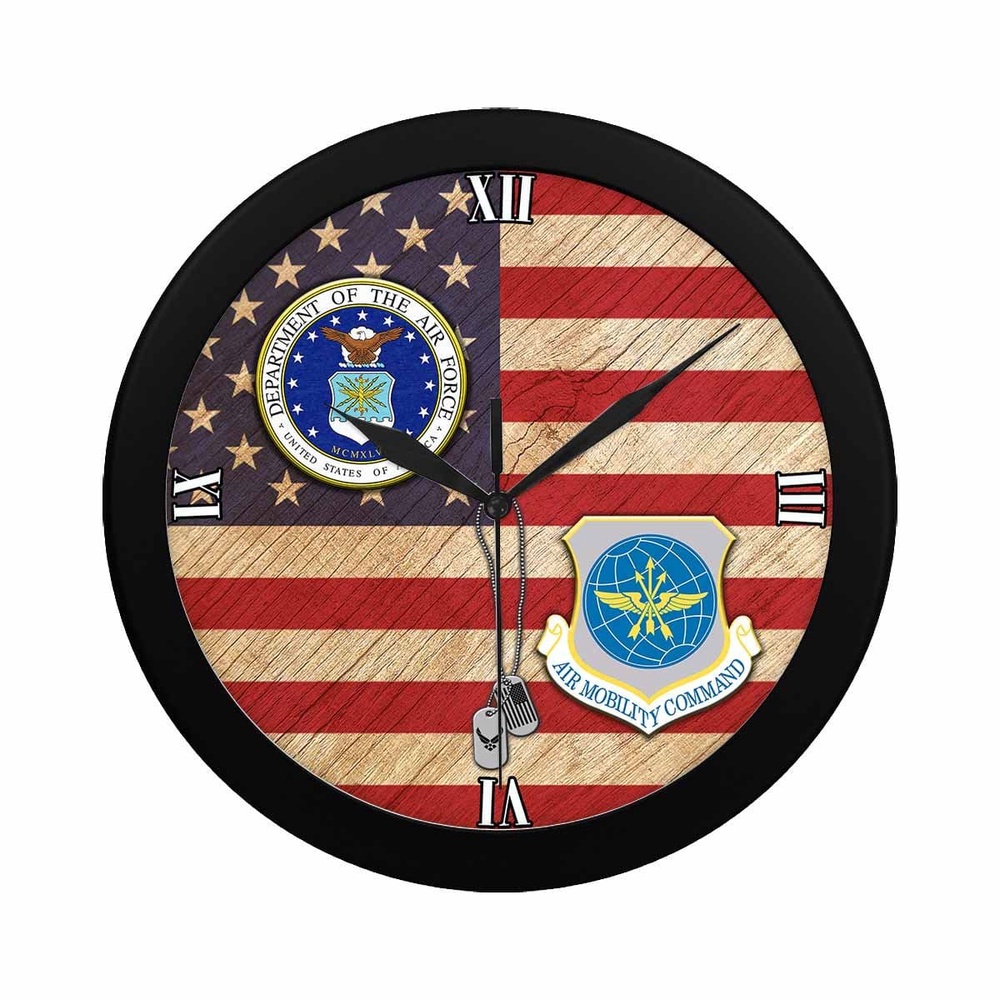 US Air Force Air Mobility Command Wall Clock, Military Clocks, 24 Hour Clocks