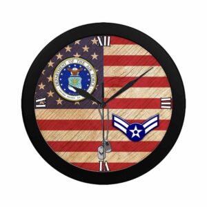 US Air Force E-3 Airman First Class A1C E3 Ranks Enlisted Airman Wall Clock, Military Clocks, 24 Hour Clocks