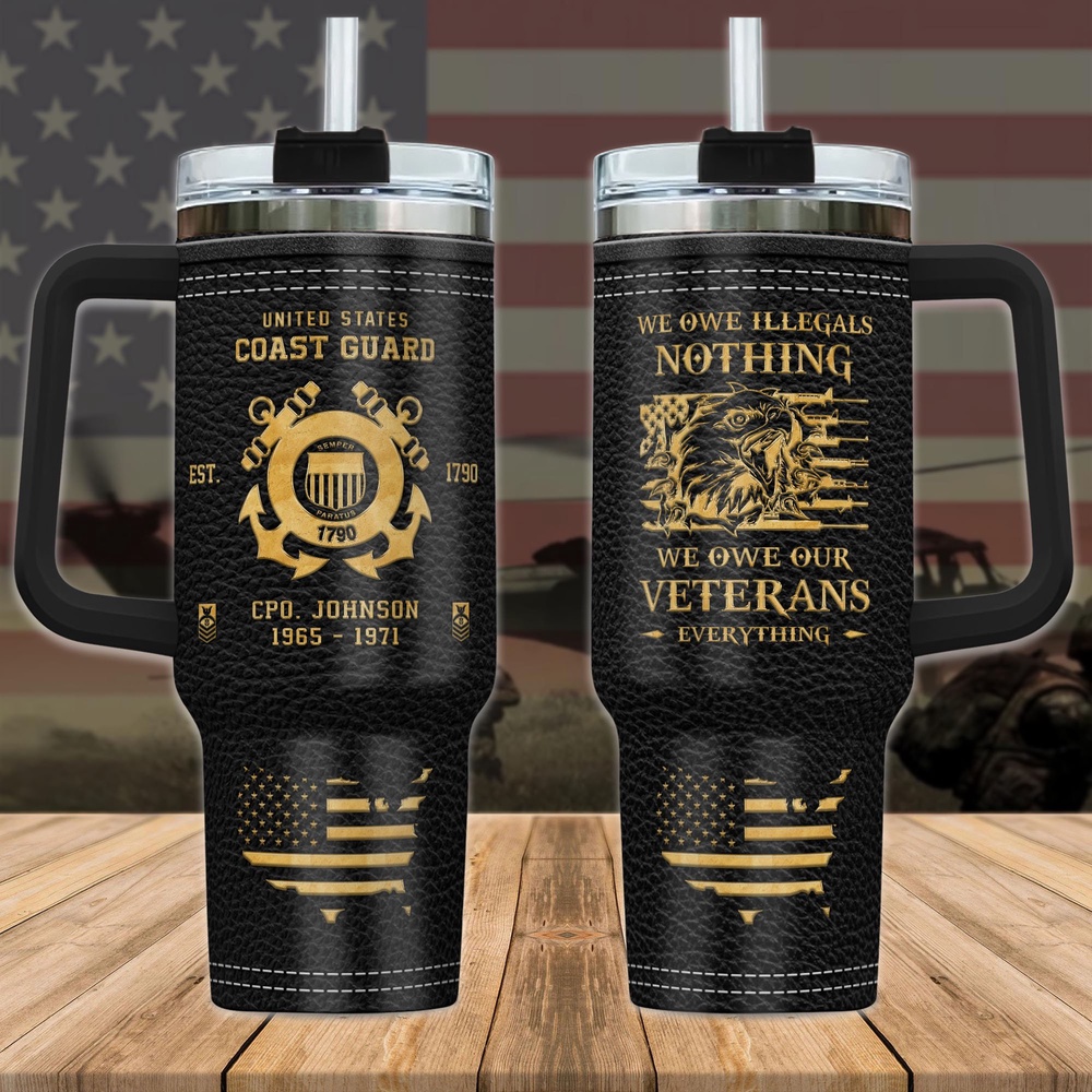 US Coast Guard Military Custom Name Rank And Year Stanley Tumbler 40Oz, Veteran Tumbler, Military Tumbler
