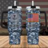 US National Guard Custom Name Rank Stanley Tumbler 40Oz, Camouflage Tumbler, Veteran Tumbler, Military Tumbler