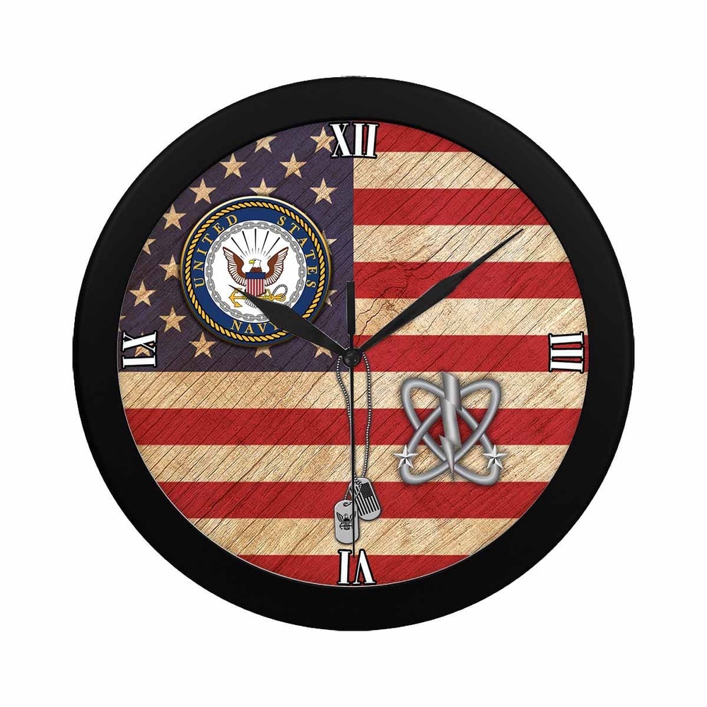 US Navy Electronics Warfare Technician Navy EW Wall Clock, Military Clocks, 24 Hour Clocks