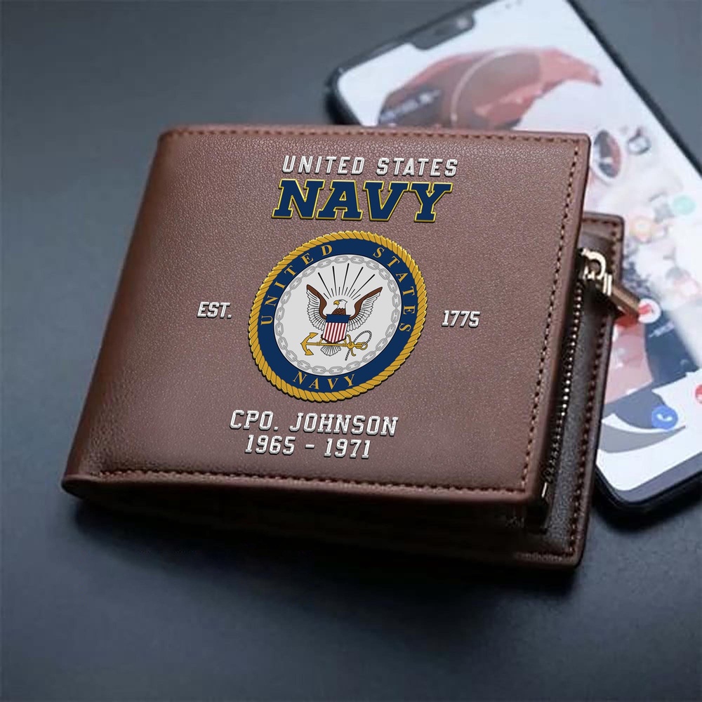 US Navy Military Men Wallet Custom Name And Year, US Military Men Wallet, Veteran Wallet US Navy Military Men Wallet Custom Name And Year, US Military Men Wallet, Veteran Wallet
