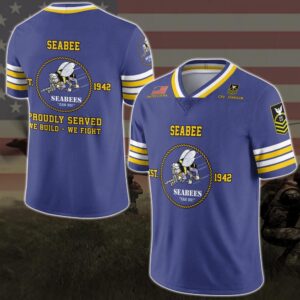 US Navy Seabee Vneck Football Jersey Custom Your Name And Rank, Military Shirts , US Veteran Gifts, Military Jersey