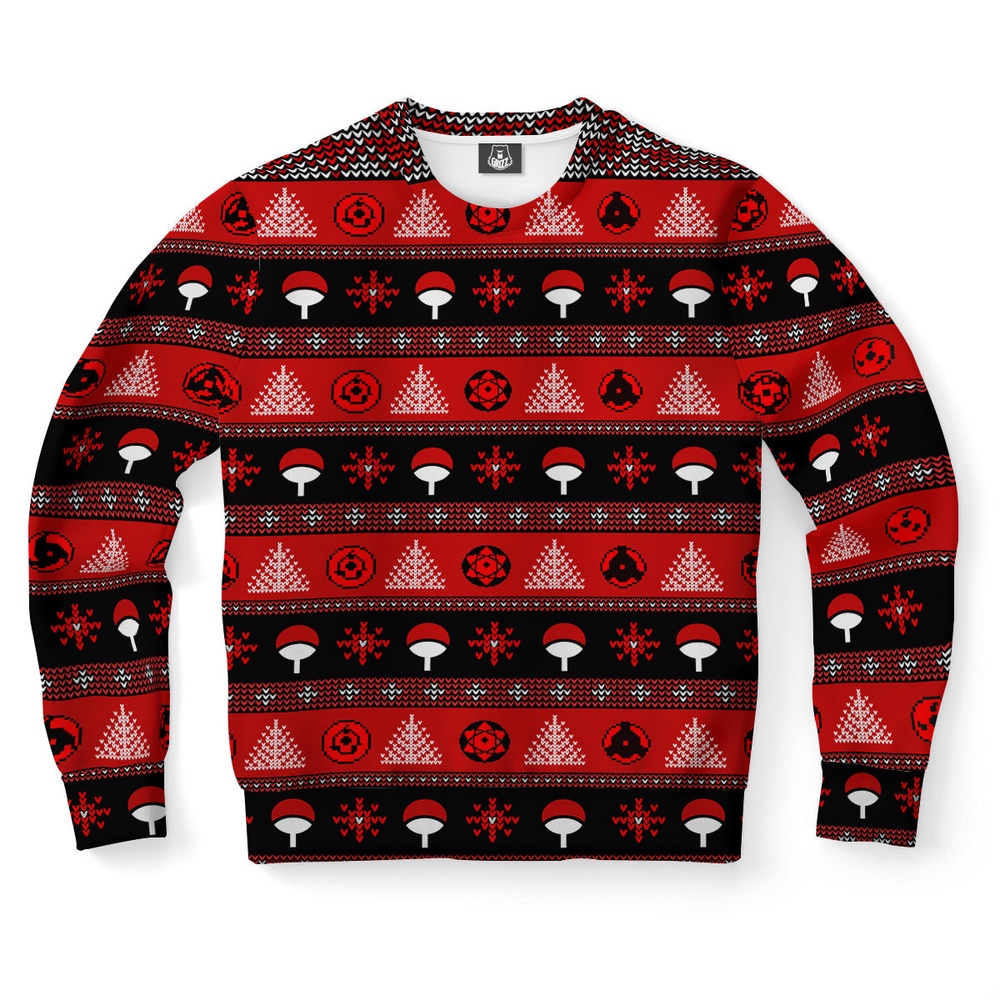 Uchiha Clan Pattern Ugly Christmas Sweater, Christmas Sweater, Ugly Sweater, Funny Xmas Sweaters