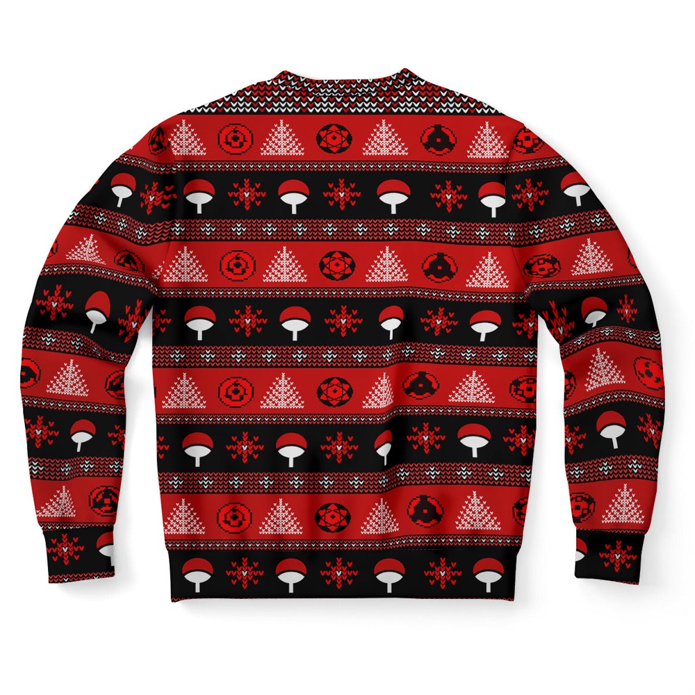 Uchiha Clan Pattern Ugly Christmas Sweater, Christmas Sweater, Ugly Sweater, Funny Xmas Sweaters