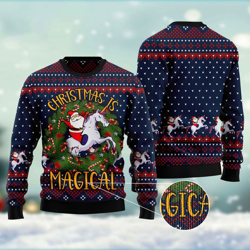 Unicorn Christmas Is Magical Ugly Christmas Sweater, Christmas Sweater, Ugly Sweater, Funny Xmas Sweaters