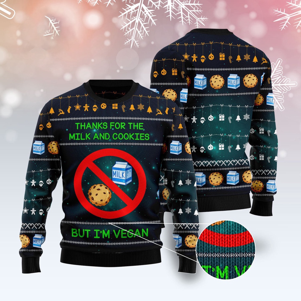 Vegan Thanks Ugly Christmas Sweater, Christmas Sweater, Ugly Sweater, Funny Xmas Sweaters