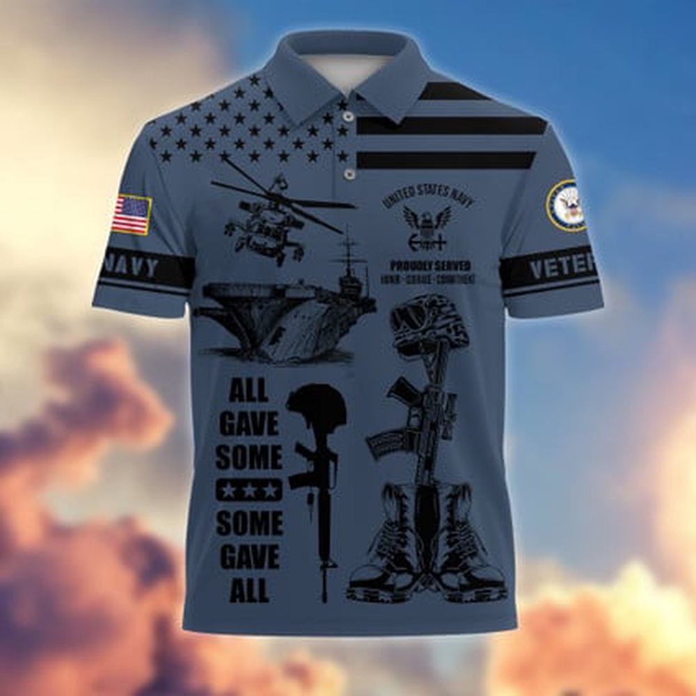 Veteran Polo Shirt, Navy Veteran Polo Shirt, All Gave Some Some Gave All US Navy Veterans Polo Shirt