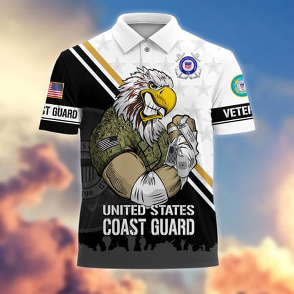 Veteran Polo Shirt, Premium Proudly Served US Coast Guard Veterans Polo Shirt