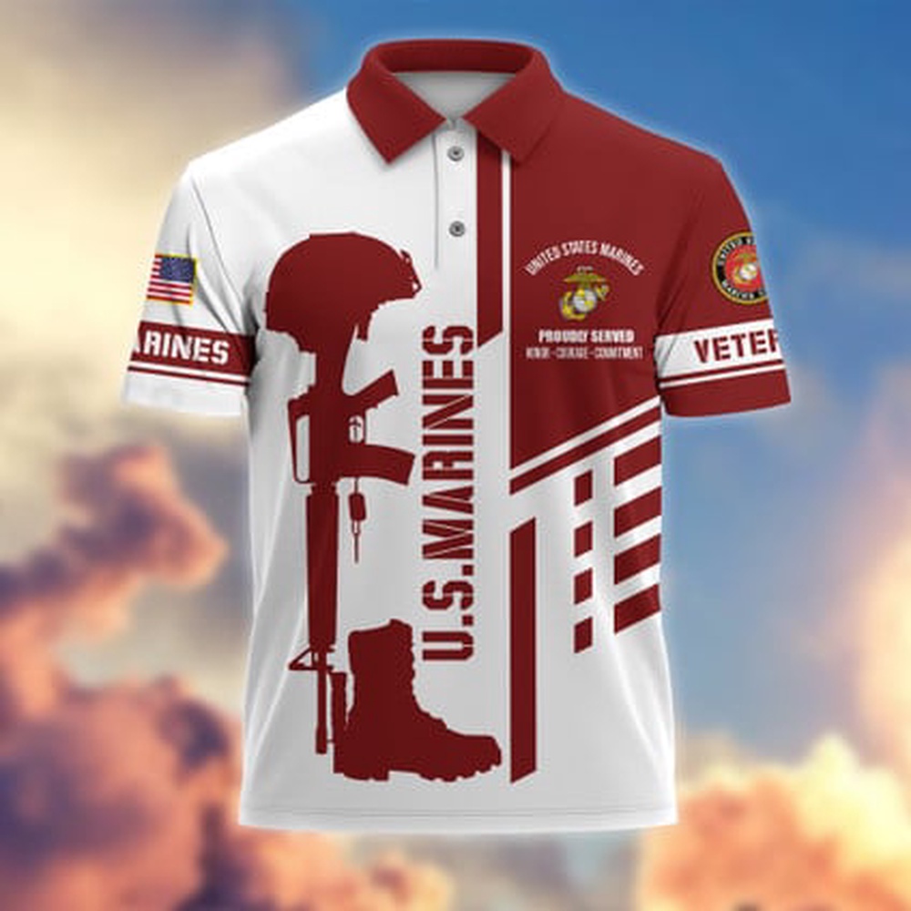 Veteran Polo Shirt, Proudly Served US Marine Corps Veterans Polo Shirt