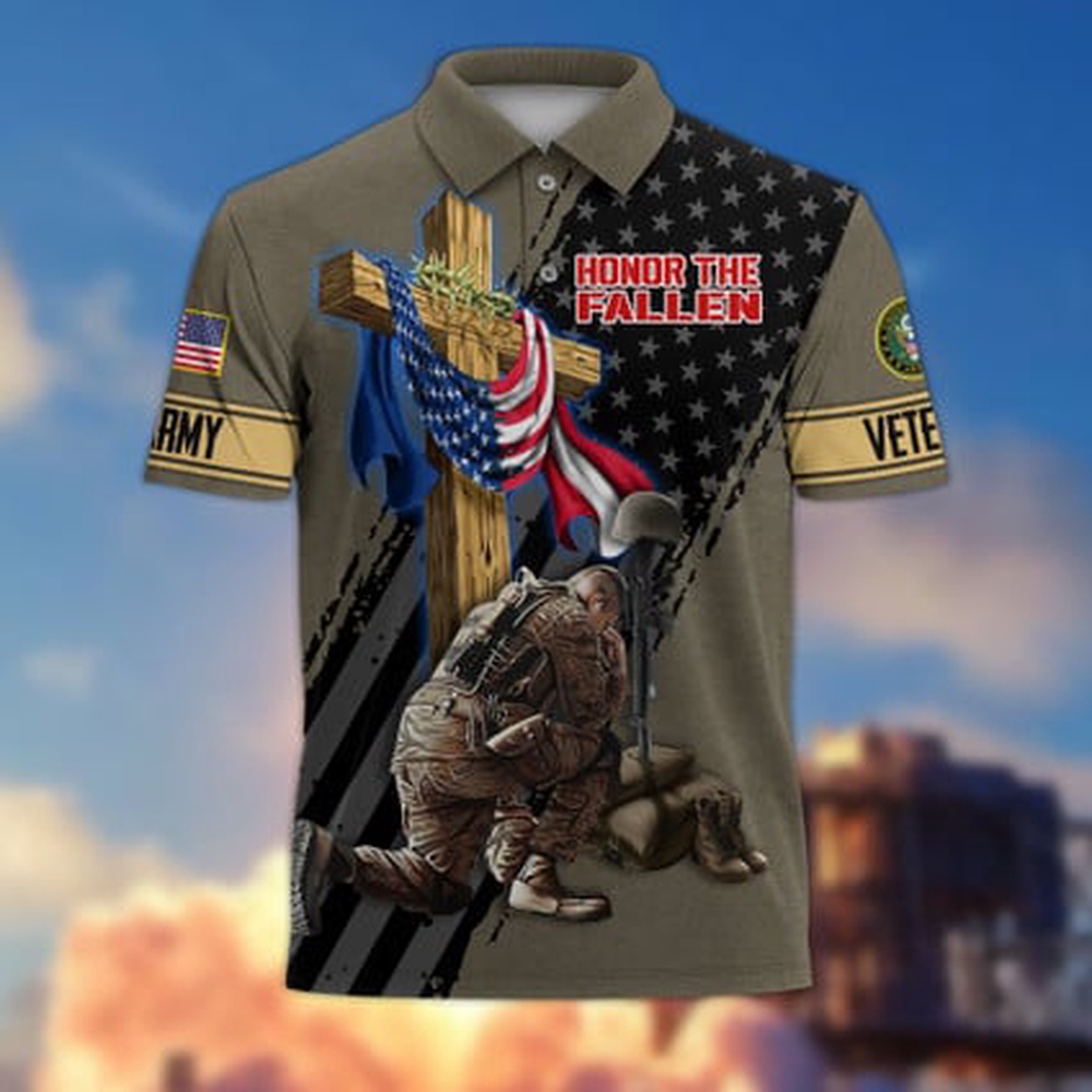 Veteran Polo Shirt, Us Army Veteran Polo Shirts, Honor The Fallen US Army Veterans Polo Shirt