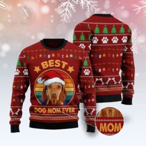 Vizsla Best Dog Mom Ever Ugly Christmas&hellip;