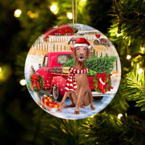 Vizsla With Red Truck Christmas Ornament, Christmas&hellip;