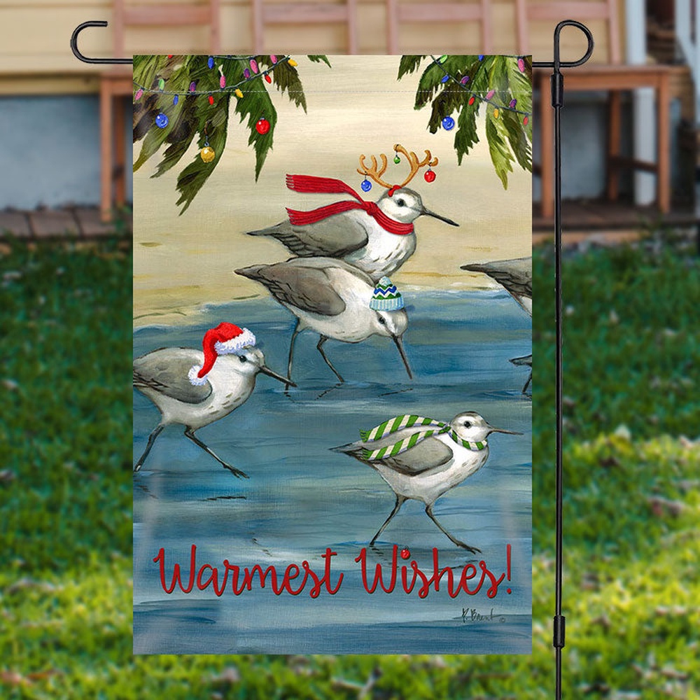 Warmest Wishes Birds Painting Christmas Garden FlagXmas, Garden Flags, Outdoor Xmas Flags, Christmas Flag Outdoor