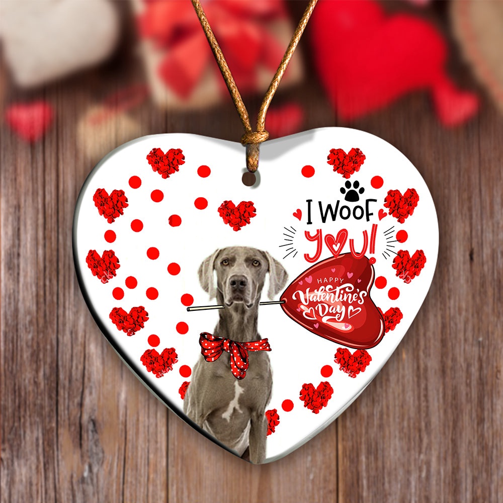 Weimaraner Happy Valentine’s Day Ornament, Christmas Ornament, Dog Ornament, Xmas Dog Ornaments