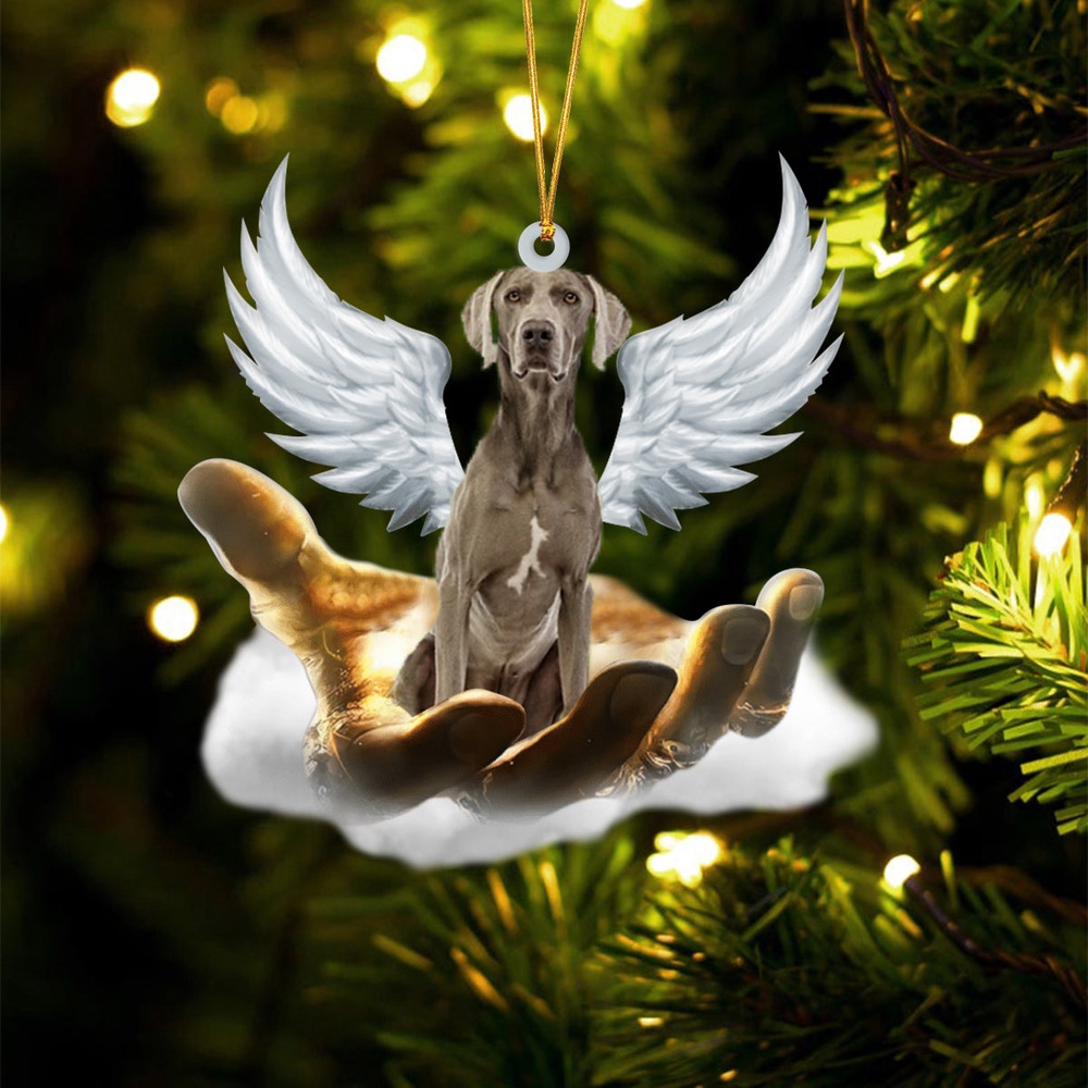 Weimaraner On The Hands Of Jesus Ornament, Christmas Ornament, Dog Ornament, Xmas Dog Ornaments