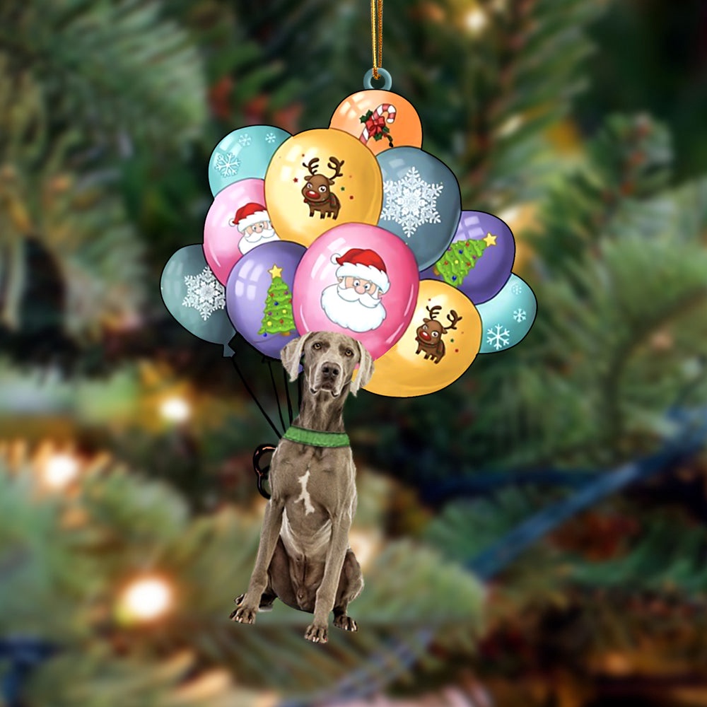 Weimaraner With Balloons Christmas Ornament, Christmas Ornament, Dog Ornament, Xmas Dog Ornaments