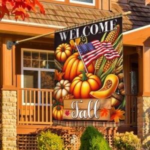 Welcome Fall Pumpkins Harvest Thanksgiving Flag, Halloween&hellip;