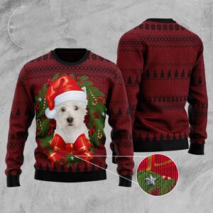 Welsh Highland Terrier Wreath Ugly Christmas Sweater,&hellip;