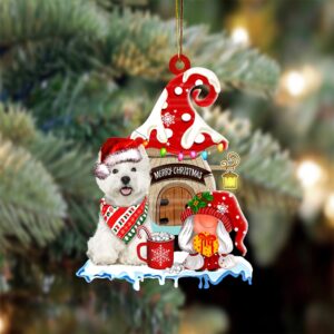 West-Highland-White-Terrier With Mushroom House Christmas Ornament, Christmas&hellip;