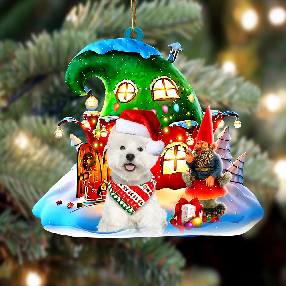 West Highland White Terrier With Rudolph’s House Christmas Ornament, Christmas Ornament, Dog Ornament, Xmas Dog Ornaments