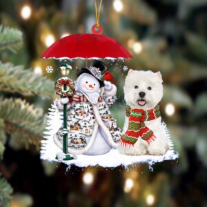 West Highland White Terrier With Snowman Christmas&hellip;