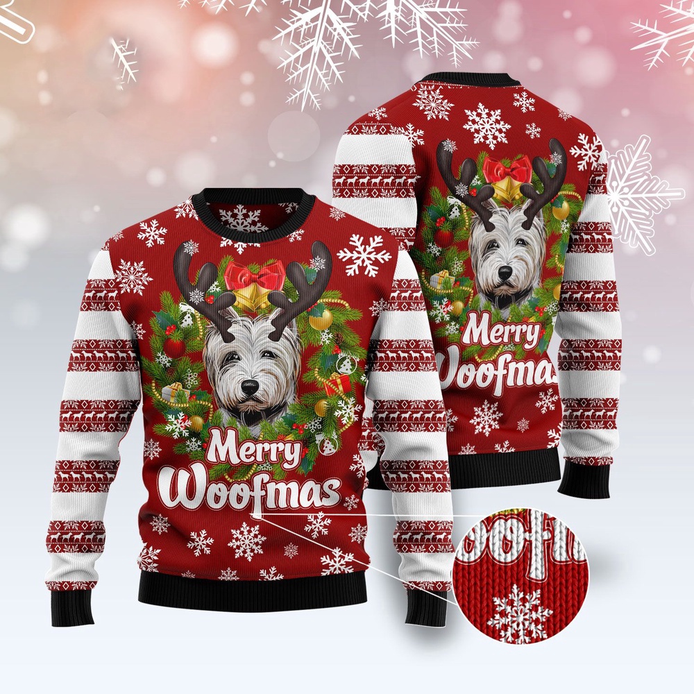 West Highland White Terrier Woofmas Ugly Christmas Sweater, Christmas Sweater, Ugly Sweater, Funny Xmas Sweaters