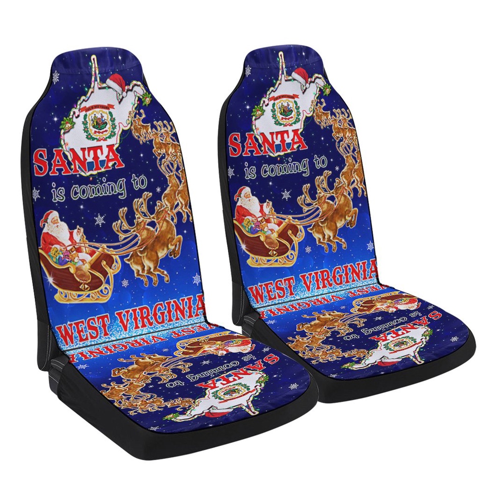 West Virginia Christmas Santa Is Coming To West Virginia Seat Cover Cars, Christmas Car Seat Cover, Car Seat Cover