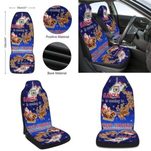 West Virginia Christmas Santa Is Coming To West Virginia Seat Cover Cars Christmas Car Seat Cover Car Seat Cover 2 f8saxo.jpg
