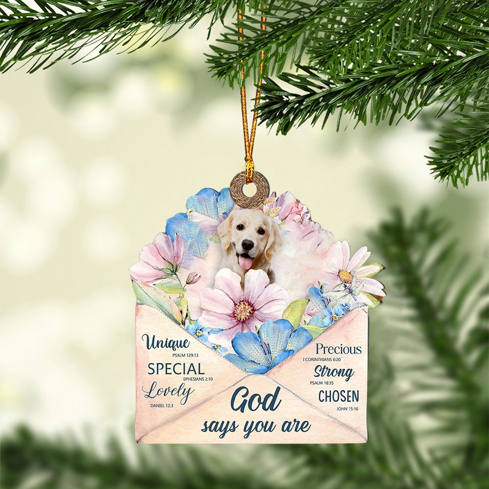 White-Golden-Retriever God Says You Ornament, Christmas Ornament, Dog Ornament, Xmas Dog Ornaments