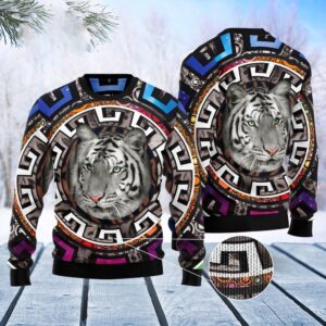 White Tiger Beauty Ugly Christmas Sweater, Christmas&hellip;