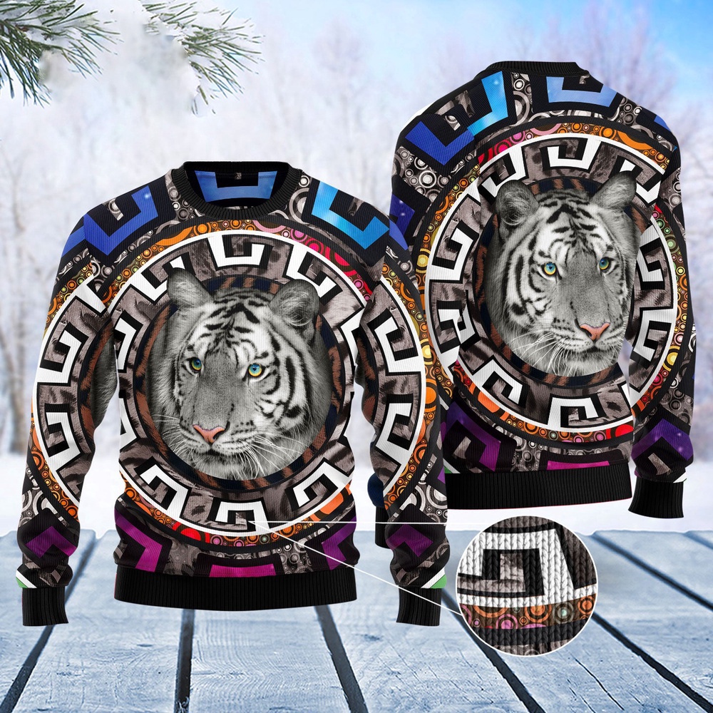 White Tiger Beauty Ugly Christmas Sweater, Christmas Sweater, Ugly Sweater, Funny Xmas Sweaters