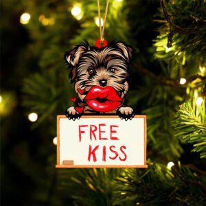 Yorkshire-Terrier Free Kiss Christmas Ornament, Christmas Ornament,&hellip;