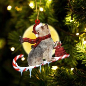 Yorkshire-Terrier On The Candy Cane Christmas Ornament,&hellip;